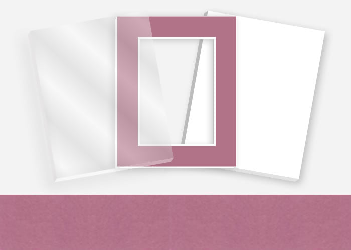 Standard Pkg 242: Acrylic, Foamboard, and Mat #PW5000 (Antique Rose) with 2 inch Border