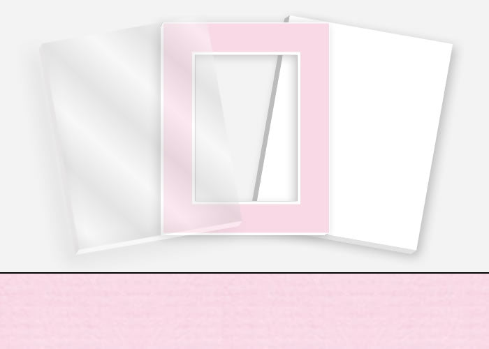 Standard Pkg 236: Acrylic, Foamboard, and Mat #PW5007 (Ice Pink) with 2 inch Border