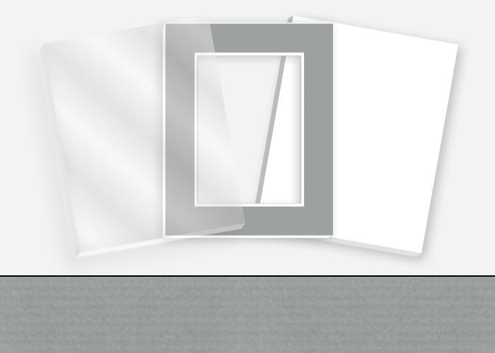 Standard Pkg 291: Acrylic, Foamboard, and Mat #PW5019 (Ocean Grey) with 2 inch Border
