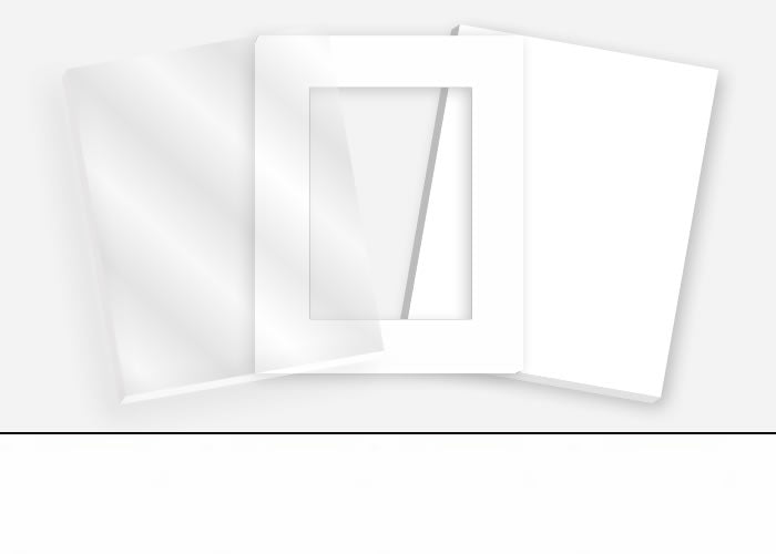 Standard Pkg 005: Glass, Foamboard, Mat #PW5021 (White Ice) with 2 inch Border