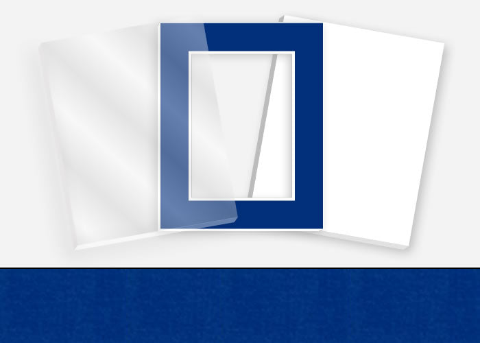 Standard Pkg 198: Acrylic, Foamboard, and Mat #PW5023 (Royal Blue) with 2 inch Border