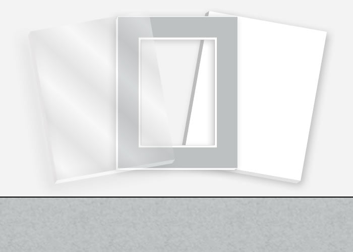 Standard Pkg 181: Acrylic, Foamboard, and Mat #PW5025 (Blue Stone) with 2 inch Border