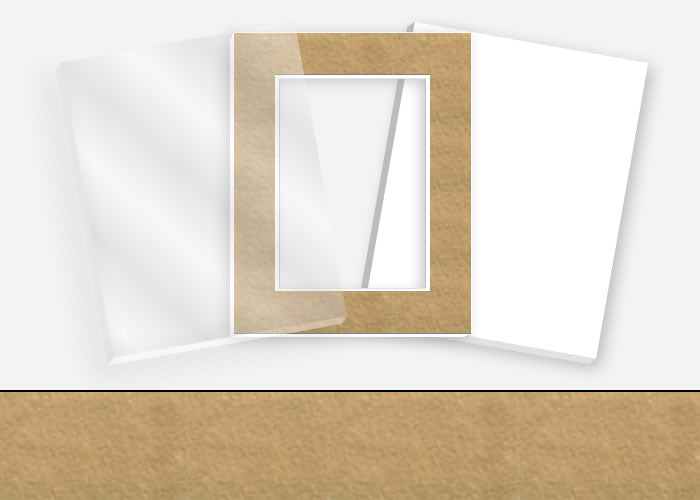 Standard Pkg 342: Acrylic, Foamboard, Mat #PW5046 (Axtec Gold) with 2 inch Border