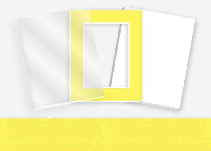 Standard Pkg 111: Acrylic, Foamboard, and Mat #PW5047 (Lemon) with 2 inch Border