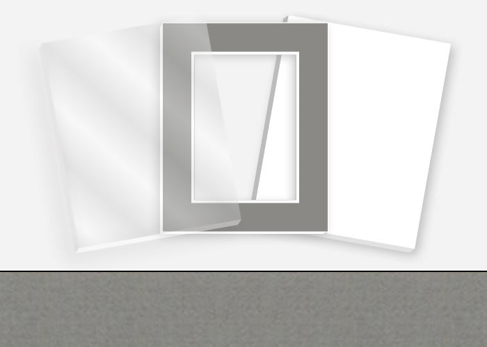 Standard Pkg 296: Glass, Foamboard, and Mat #PW5052 (Flint) with 2 inch Border