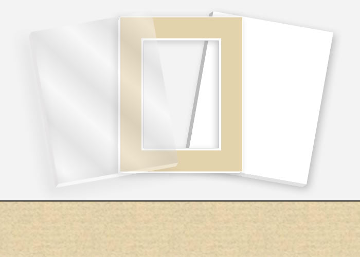 Standard Pkg 065: Glass, Foamboard, Mat #PW5053 (Sandstorm) with 2 inch Border