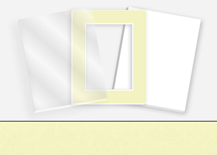 Standard Pkg 122: Acrylic, Foamboard, and Mat #PW5055 (Sand Castle) with 2 inch Border