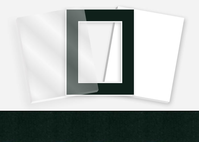 Standard Pkg 163: Acrylic, Foamboard, and Mat #PW505 (Evergreen) with 2 inch Border