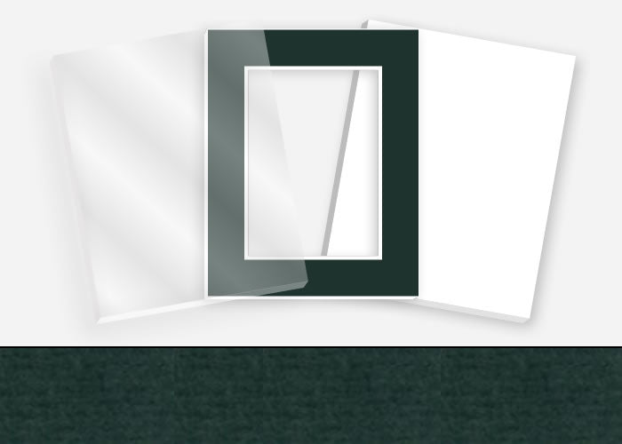 Standard Pkg 162: Glass, Foamboard, and Mat #PW514 (Forest Green) with 2 inch Border
