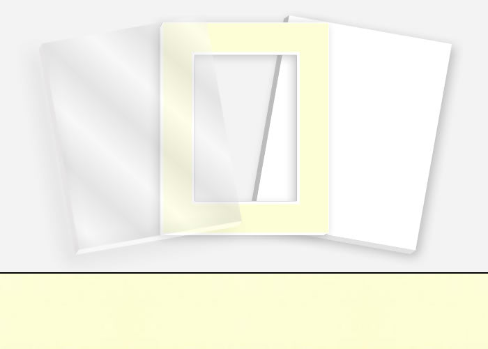 Standard Pkg 121: Acrylic, Foamboard, and Mat #PW522 (Vanilla) with 2 inch Border