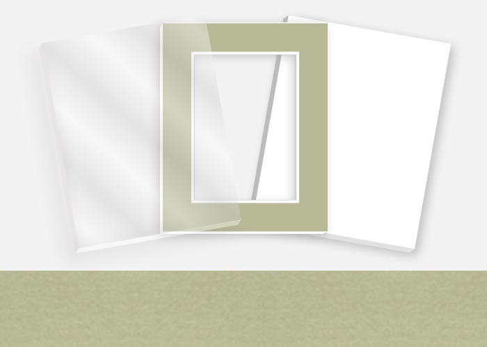 Standard Pkg 129: Glass, Foamboard, and Mat #PW540 (Spring Green) with 2 inch Border