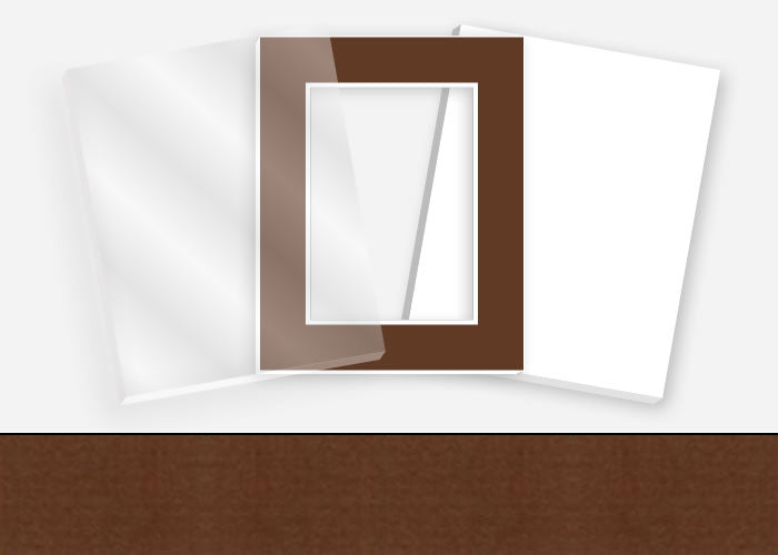 Standard Pkg 105: Glass, Foamboard, and Mat #PW542  (Cognac) with 2 inch Border