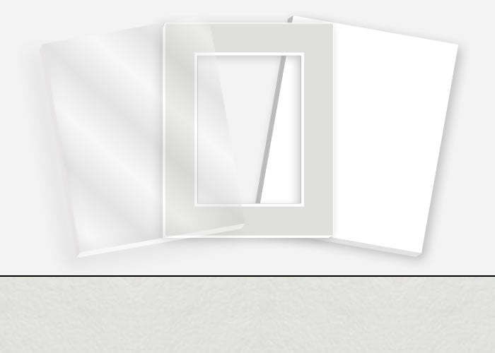 Standard Pkg 279: Glass, Foamboard, and Mat #PW553 (Pale Grey) with 2 inch Border