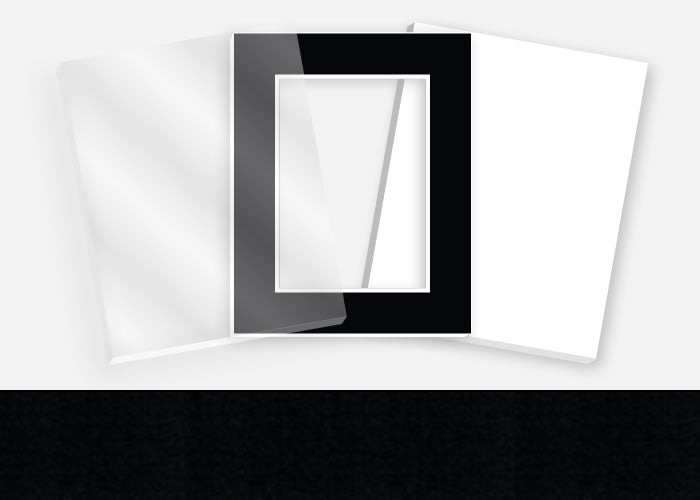 Standard Pkg 328: Glass, Foamboard, and Mat #PW586 (Dark Black) with 2 inch Border