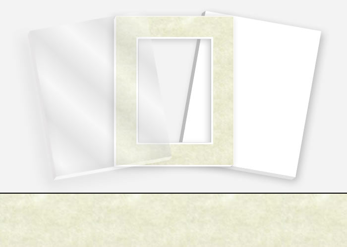 Standard Pkg 125: Acrylic, Foamboard, and Mat #PW593 (Classic Parchment) with 2 inch Border