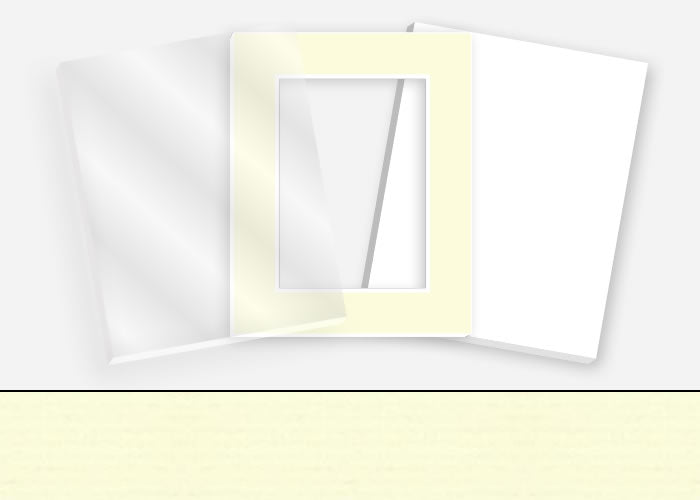 Standard Pkg 118: Acrylic, Foamboard, and Mat #PW595 (Ivory) with 2 inch Border