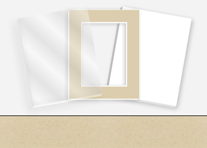 Standard Pkg 063: Glass, Foamboard, Mat #PW598 (Wheat) with 2 inch Border