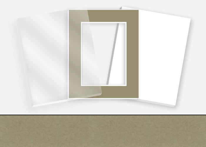 Standard Pkg 134: Acrylic, Foamboard, and Mat #PW600 (Stone) with 2 inch Border
