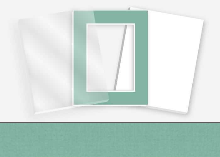 Standard Pkg 140: Glass, Foamboard, and Mat #PW620 (Fathom) with 2 inch Border