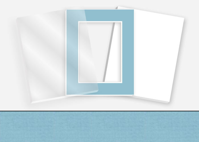 Standard Pkg 187: Acrylic, Foamboard, and Mat #PW623 (Pacific) with 2 inch Border