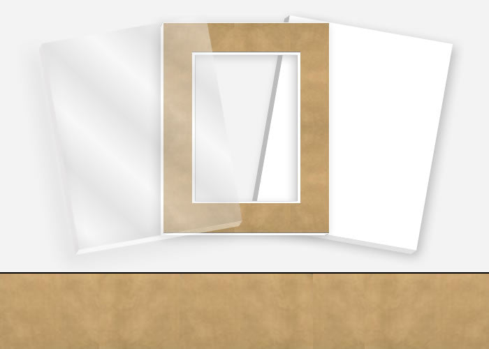 Standard Pkg 338: Glass, Foamboard, Mat #PW782 (Light Gold) with 2 inch Border