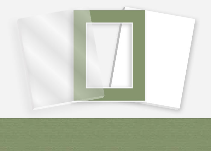 Pkg 050: Glass, Foamboard, and Mat #1001 (Moss Point Green) with 2 inch Border