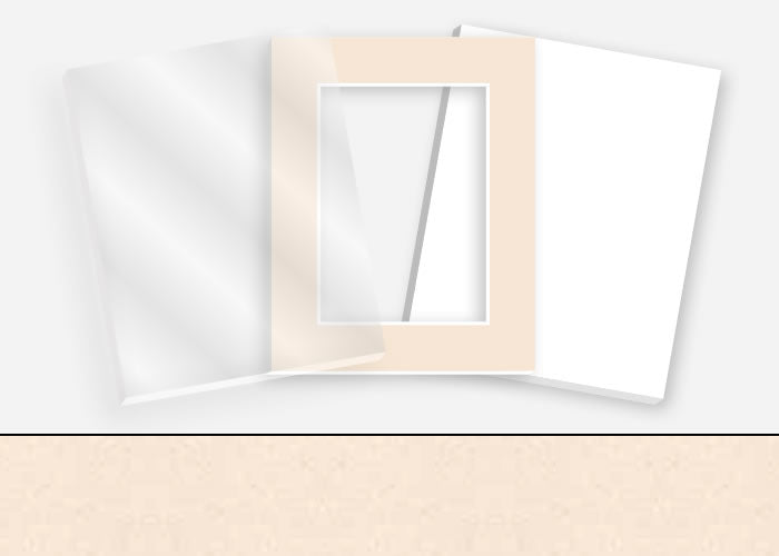 Pkg 015: Acrylic, Foamboard, and Mat #1028 (Spice Ivory) with 2 inch Border