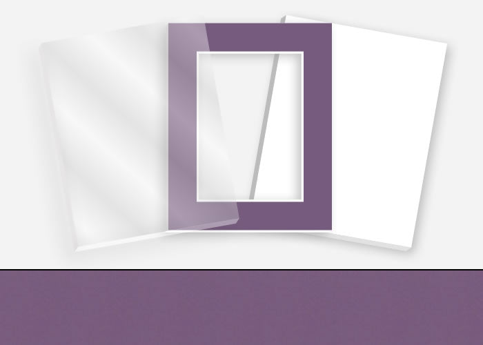 Pkg 099: Glass, Foamboard, and Mat #1076 (Las Cruces Purp) with 2 inch Border