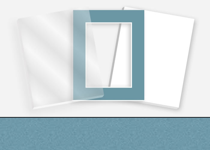 Pkg 086: Glass, Foamboard, and Mat #3307 (Devonshire Blue) with 2 inch Border