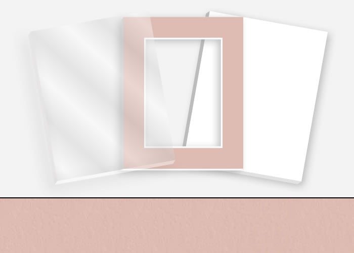 Pkg 106: Acrylic, Foamboard, and Mat #3314 (Limoge Pink) with 2 inch Border