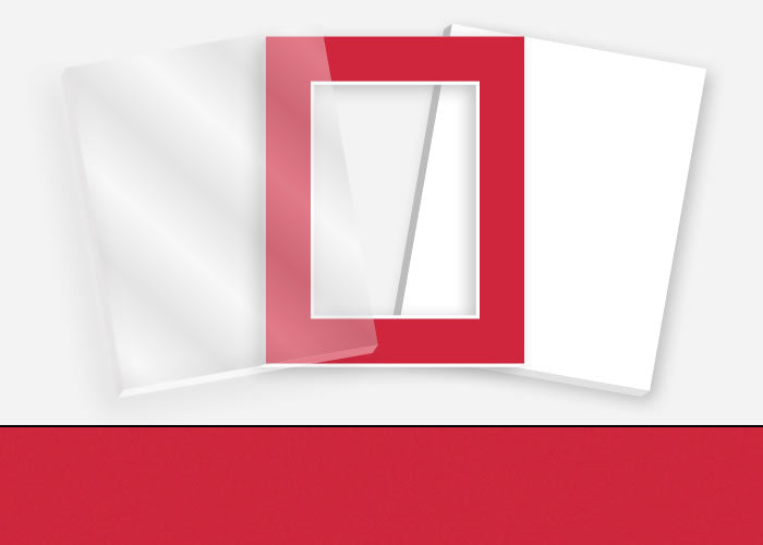 Pkg 113: Glass, Foamboard, and Mat #0900 (Red) with 2 inch Border