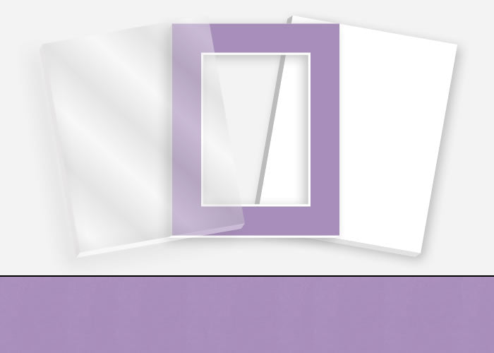 Pkg 098: Acrylic, Foamboard, and Mat #0905 (Violet) with 2 inch Border