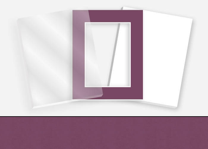 Pkg 100: Glass, Foamboard, and Mat #0907 (Wine) with 2 inch Border