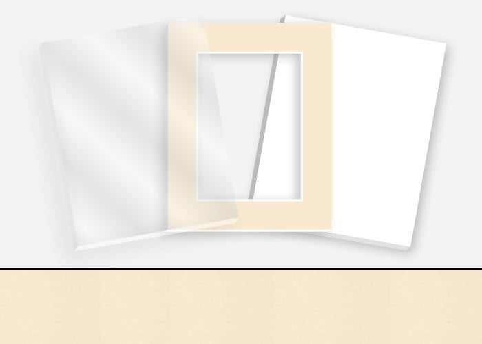 Pkg 017: Glass, Foamboard, and Mat #0961 (Cream) with 2 inch Border