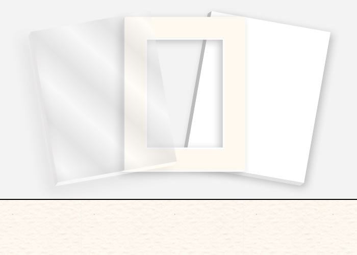 Pkg 006: Glass, Foamboard, and Mat #0987 (Beach White) with 2 inch Border